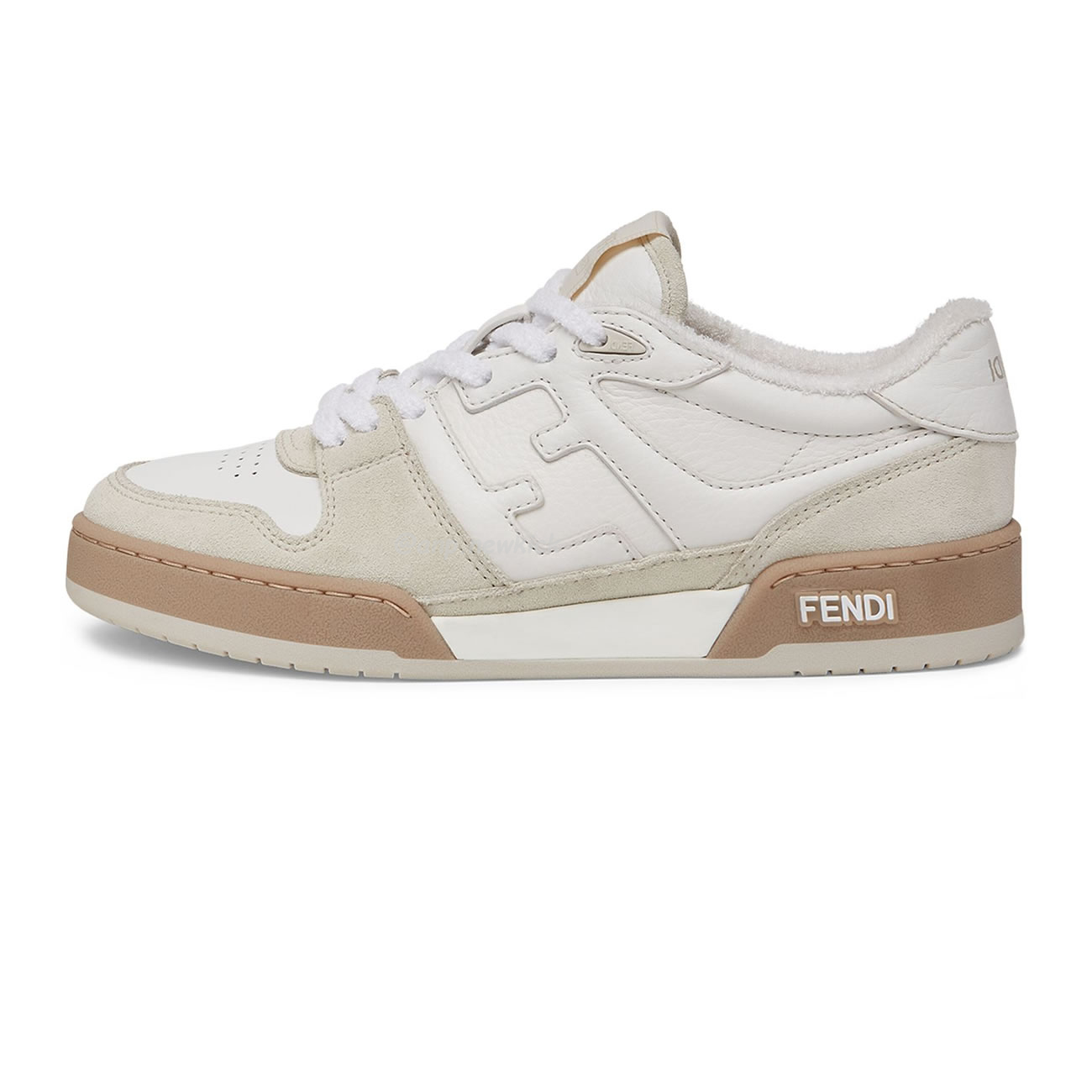 Fendi Match Cream Black White Suede And Leather Low Top Sneakers (14) - newkick.vip